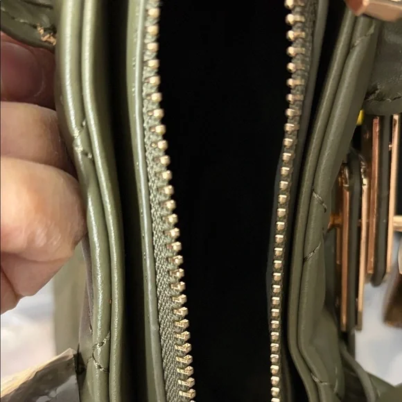 Olive Quilted Vegan Leather Handbag - Picture 9 of 15